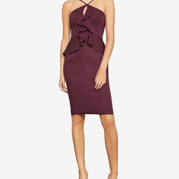 BCBGMAXAZRIA Sleeveless Halter Peplum Dress - Picture 3 of 9